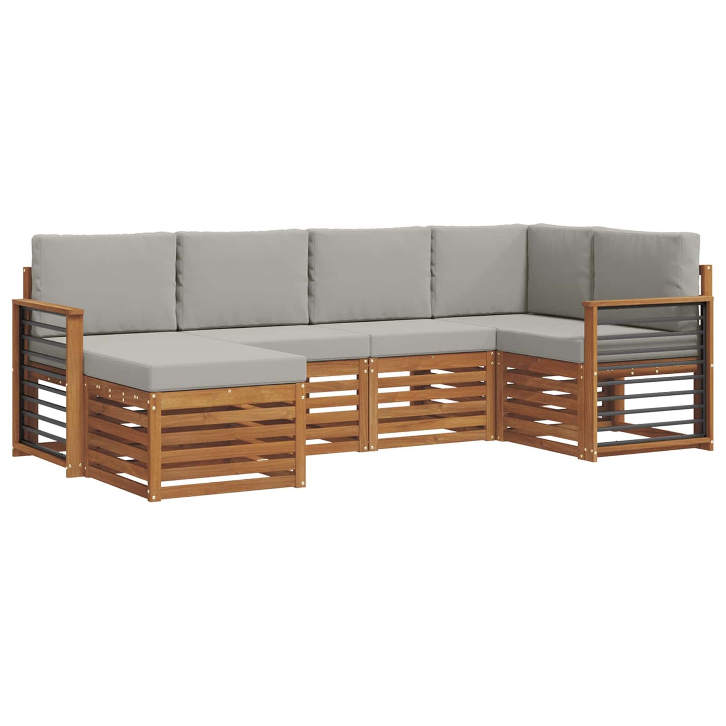 Hoekbank Set met kussen 6 pcs Natuurlijk en Lichtgrijs is nu te koop bij PeponiXL, paradijselijk wonen!
