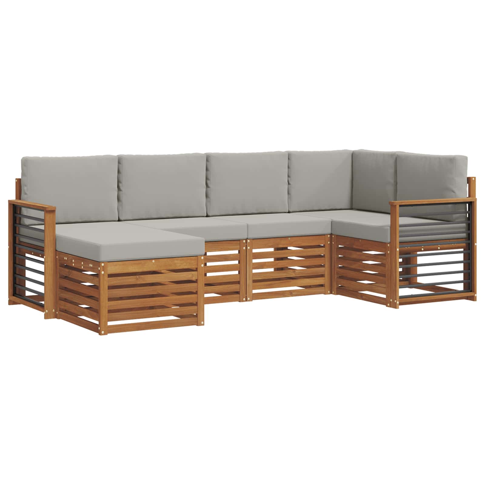 Hoekbank Set met kussen 6 pcs Natuurlijk en Lichtgrijs is nu te koop bij PeponiXL, paradijselijk wonen!