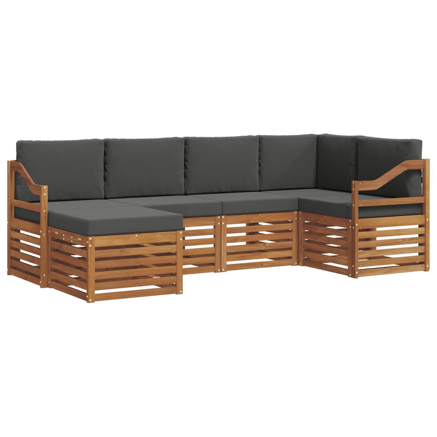 Hoekbank Set met kussen 6 pcs Natuurlijk en Antraciet is nu te koop bij PeponiXL, paradijselijk wonen!