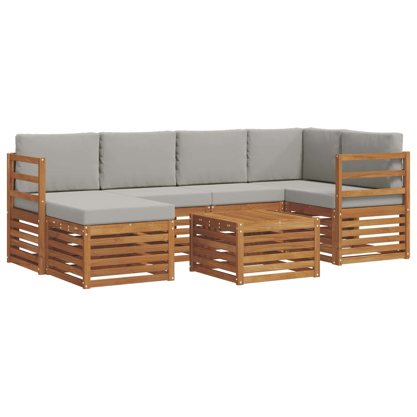 Hoekbank Set met kussen 7 pcs Natuurlijk en Lichtgrijs is nu te koop bij PeponiXL, paradijselijk wonen!