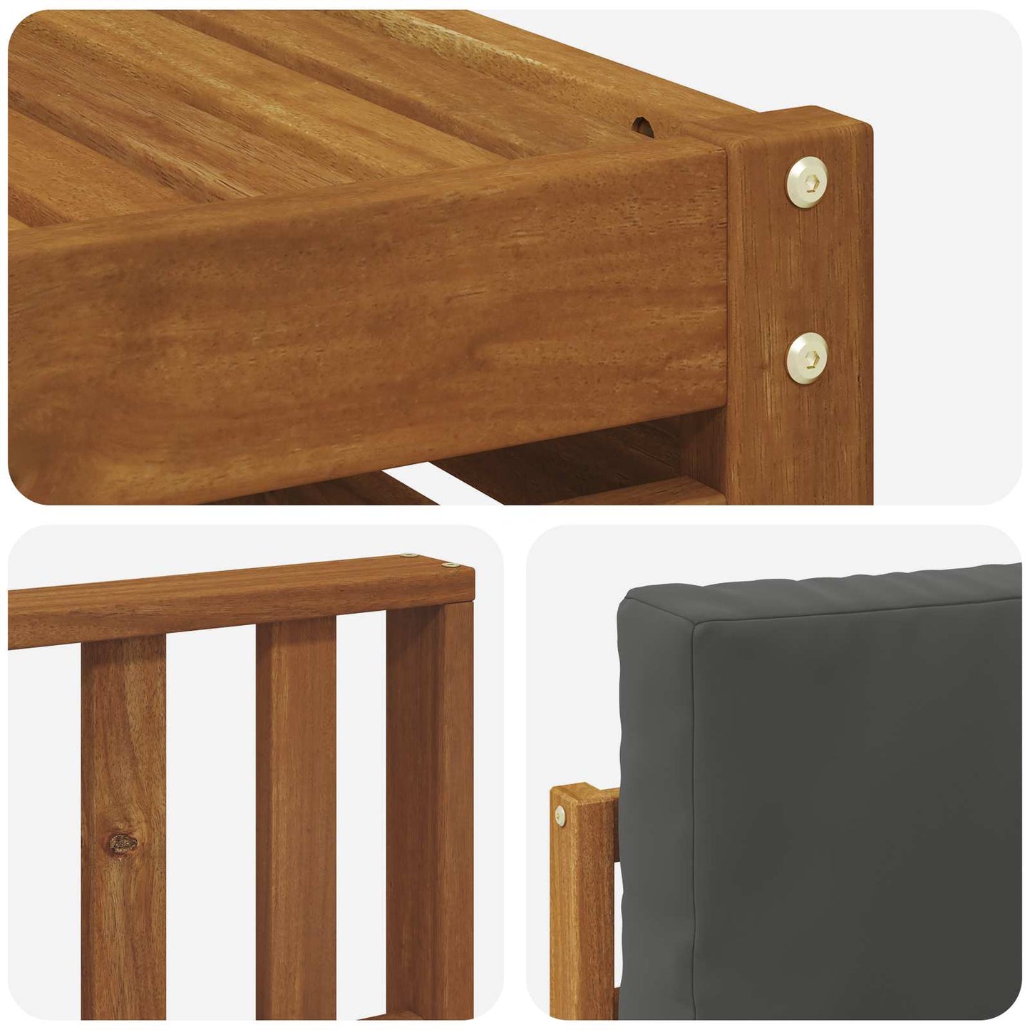 Hoekbank Set 7 pcs Natuurlijk en Antraciet Massief Acaciahout is nu te koop bij PeponiXL, paradijselijk wonen!