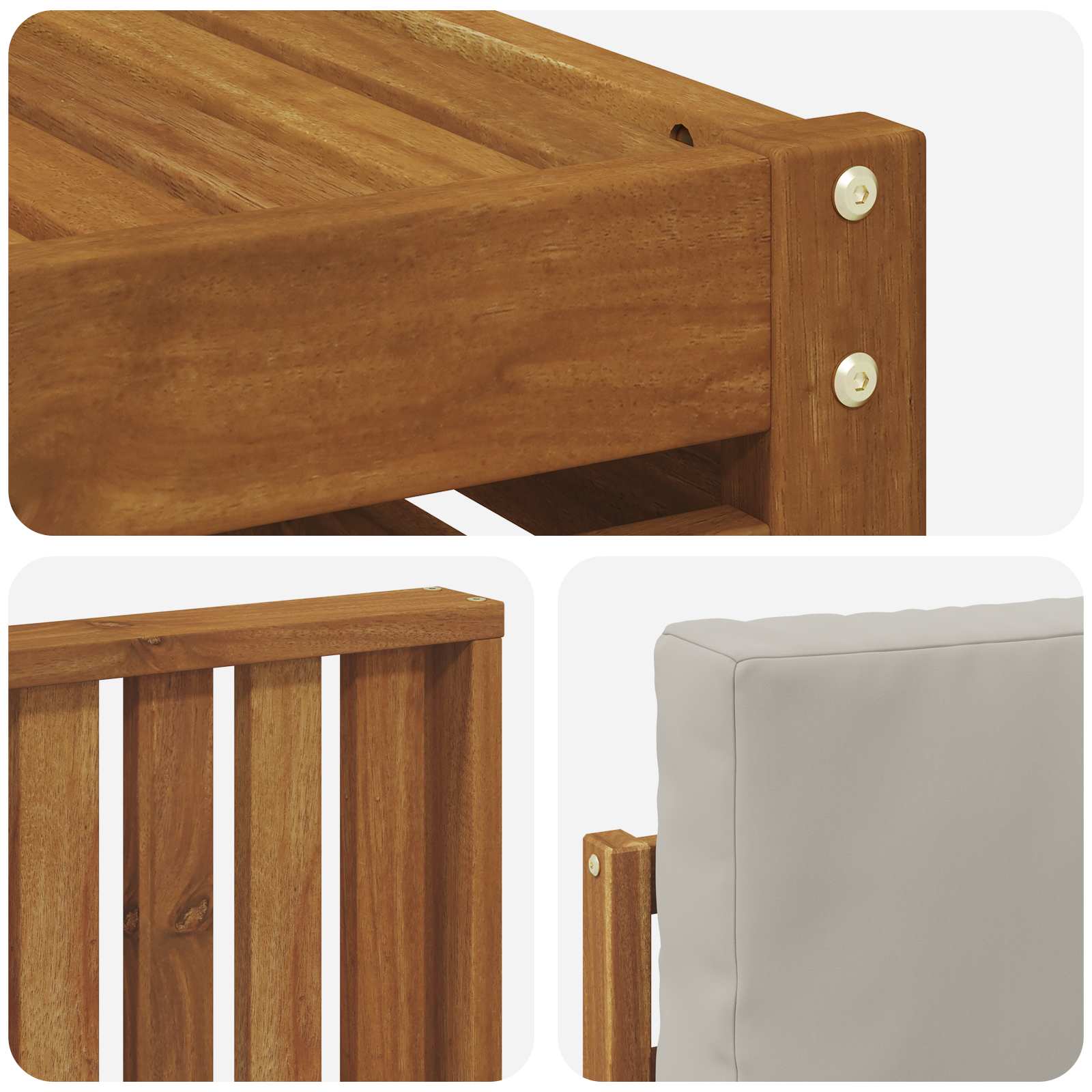 Hoekbank Set 7 pcs Natuurlijk en Lichtgrijs Massief Acaciahout is nu te koop bij PeponiXL, paradijselijk wonen!