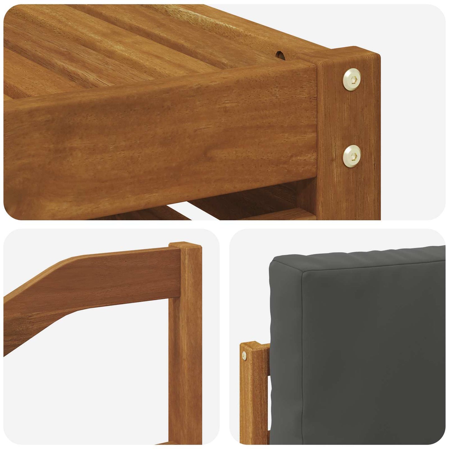 Hoekbank Set 7 pcs Natuurlijk en Antraciet Massief Acaciahout is nu te koop bij PeponiXL, paradijselijk wonen!