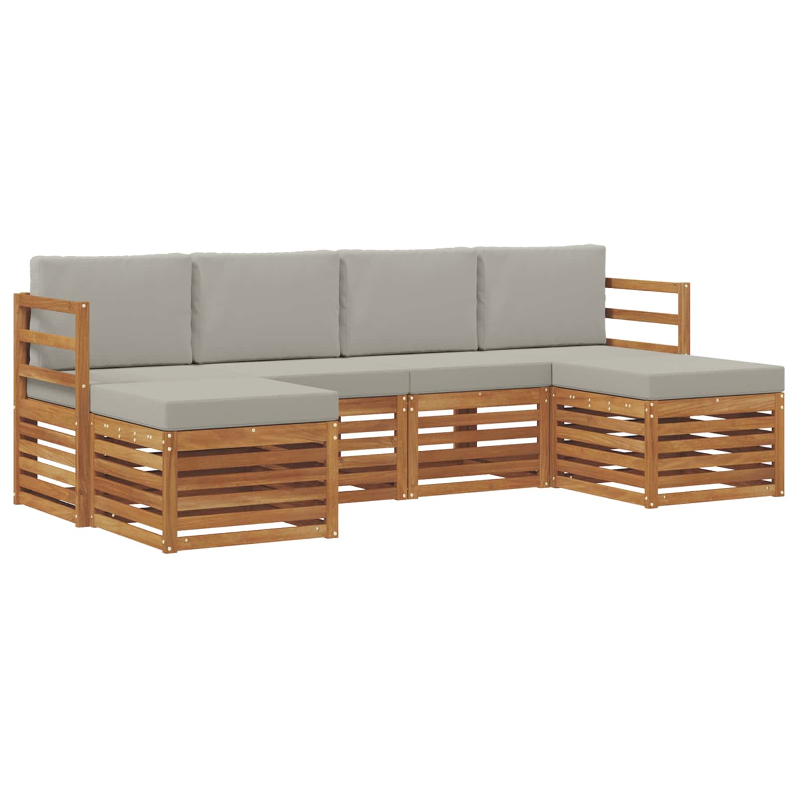 Sofa-Sets 6 pcs Natuurlijk en Lichtgrijs Massief Acaciahout is nu te koop bij PeponiXL, paradijselijk wonen!