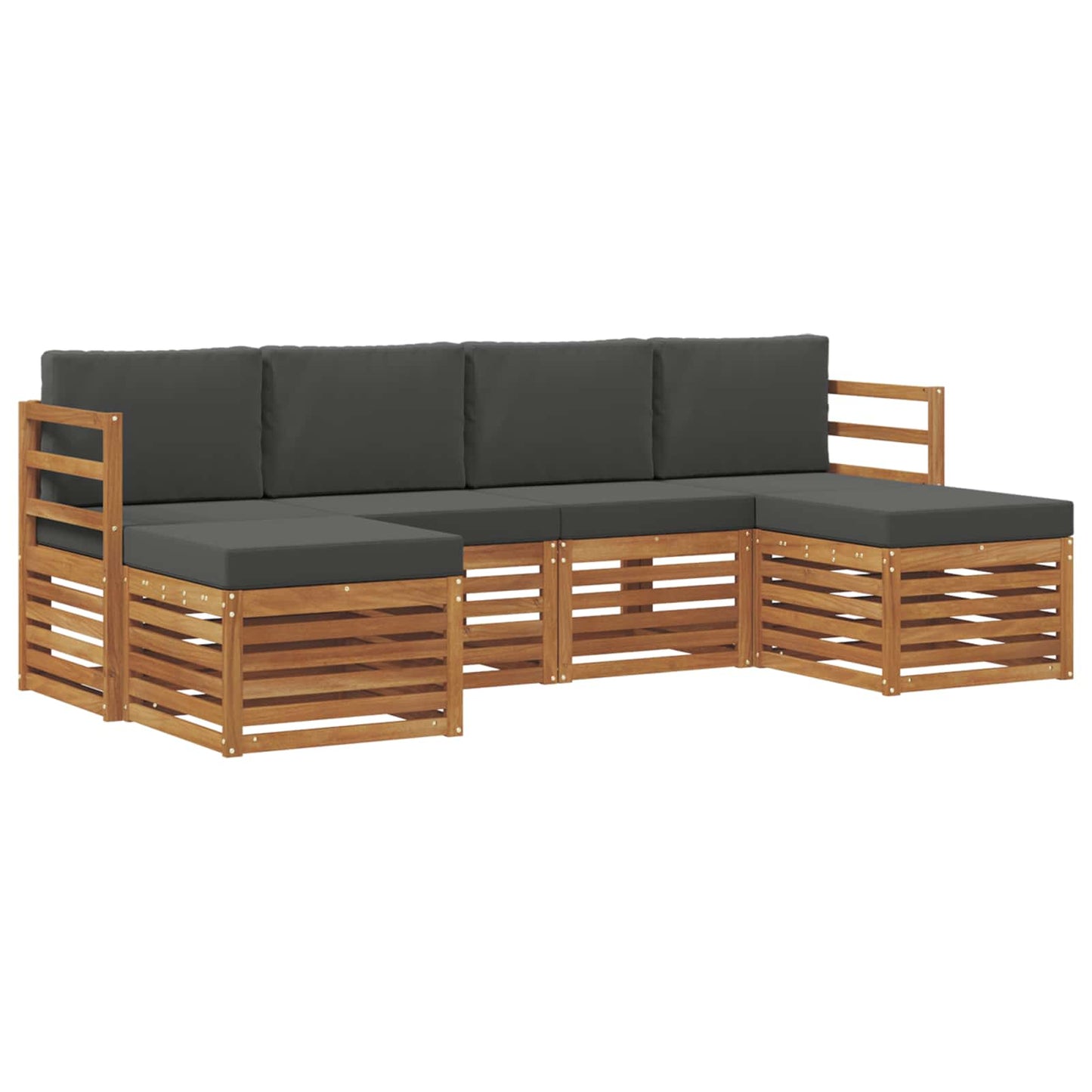Sofa-Sets 6 pcs Natuurlijk en Antraciet Massief Acaciahout is nu te koop bij PeponiXL, paradijselijk wonen!