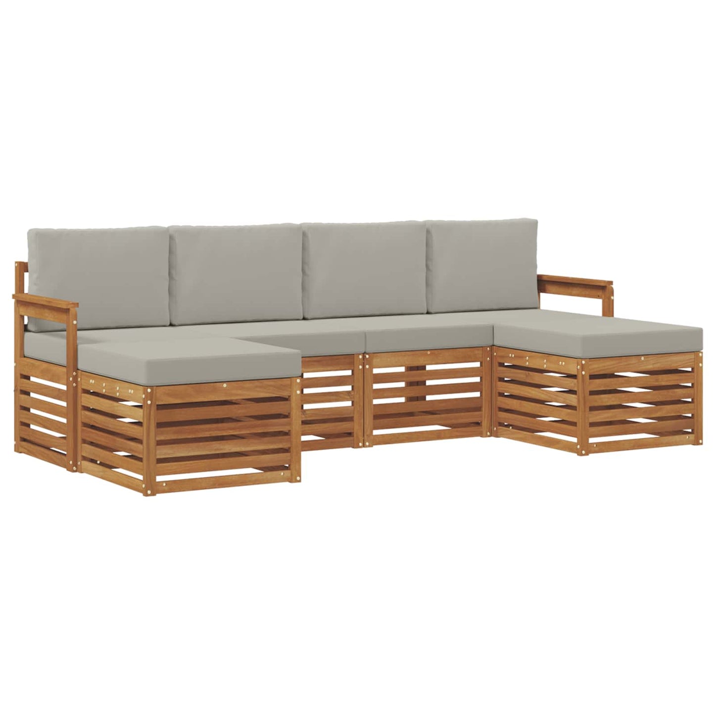 Sofa-Sets 6 pcs Natuurlijk en Lichtgrijs Massief Acaciahout is nu te koop bij PeponiXL, paradijselijk wonen!