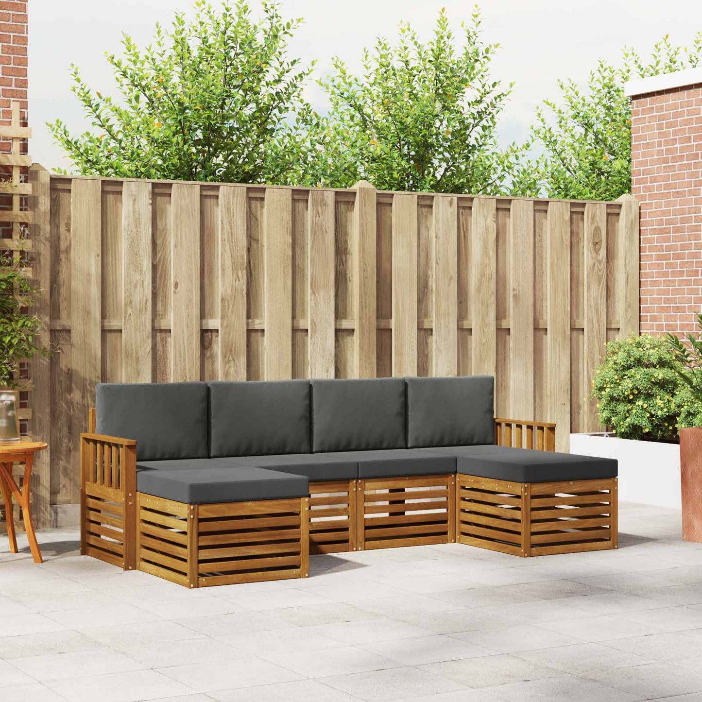 Sofa-Sets 6 pcs Natuurlijk en Antraciet Massief Acaciahout is nu te koop bij PeponiXL, paradijselijk wonen!