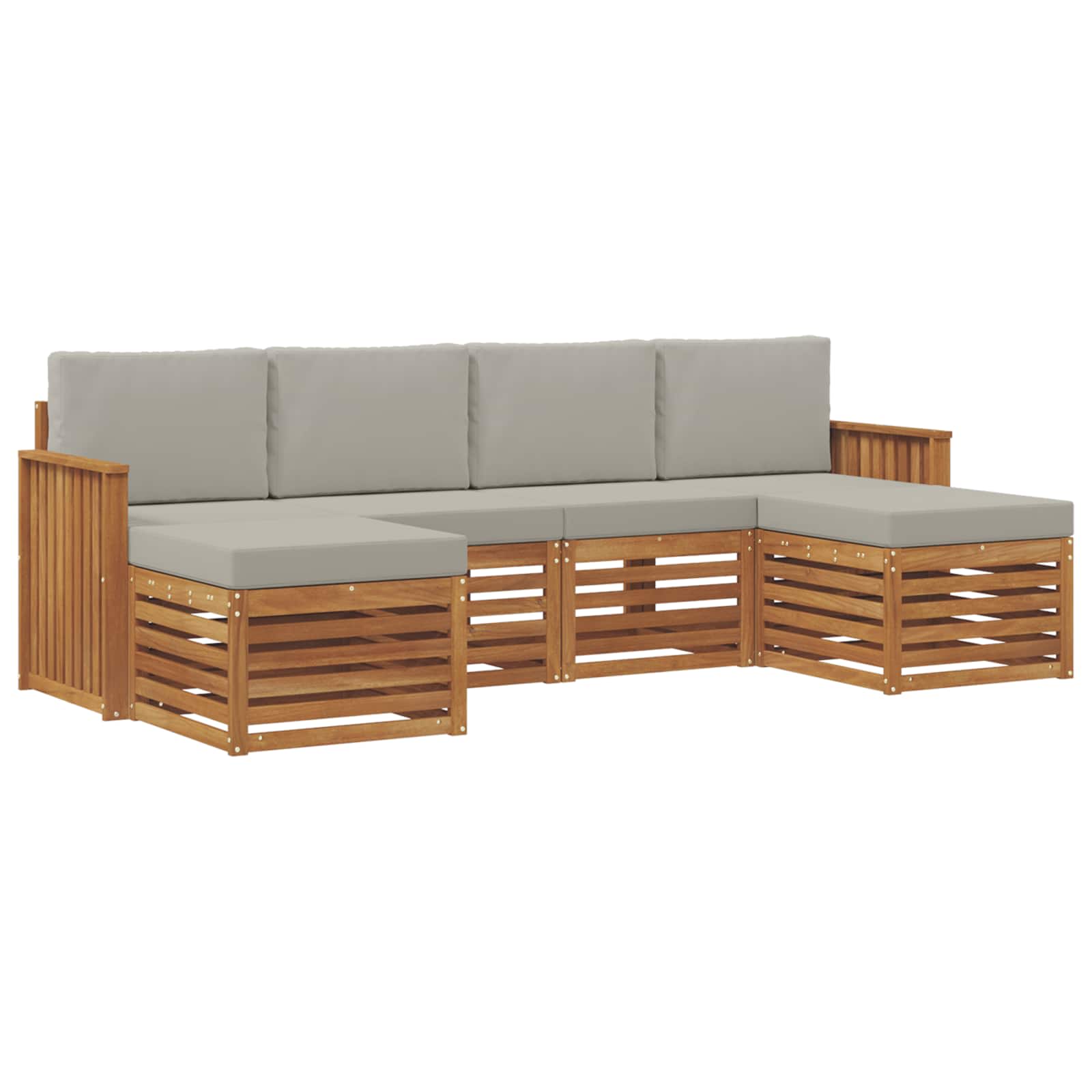 Sofa-Sets 6 pcs Natuurlijk en Lichtgrijs Massief Acaciahout is nu te koop bij PeponiXL, paradijselijk wonen!