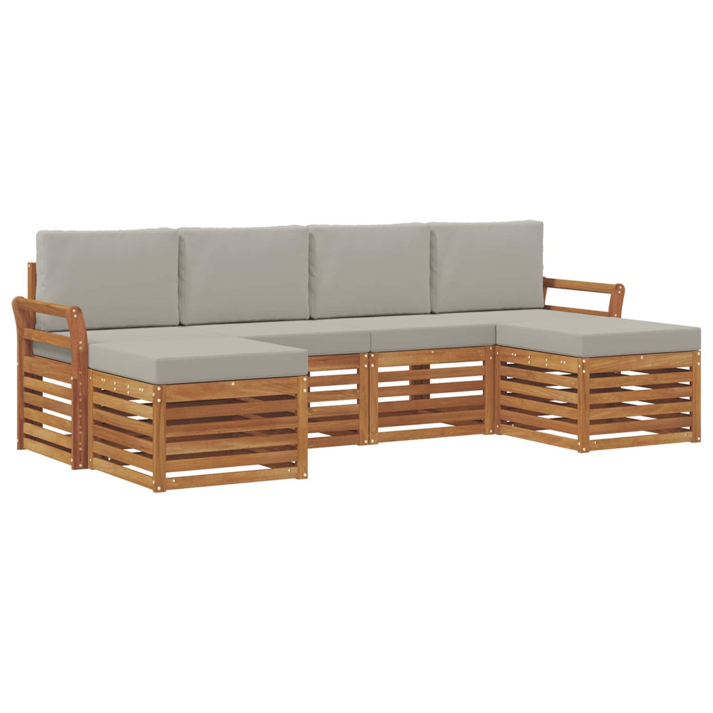 Sofa-Sets 6 pcs Natuurlijk en Lichtgrijs Massief Acaciahout is nu te koop bij PeponiXL, paradijselijk wonen!