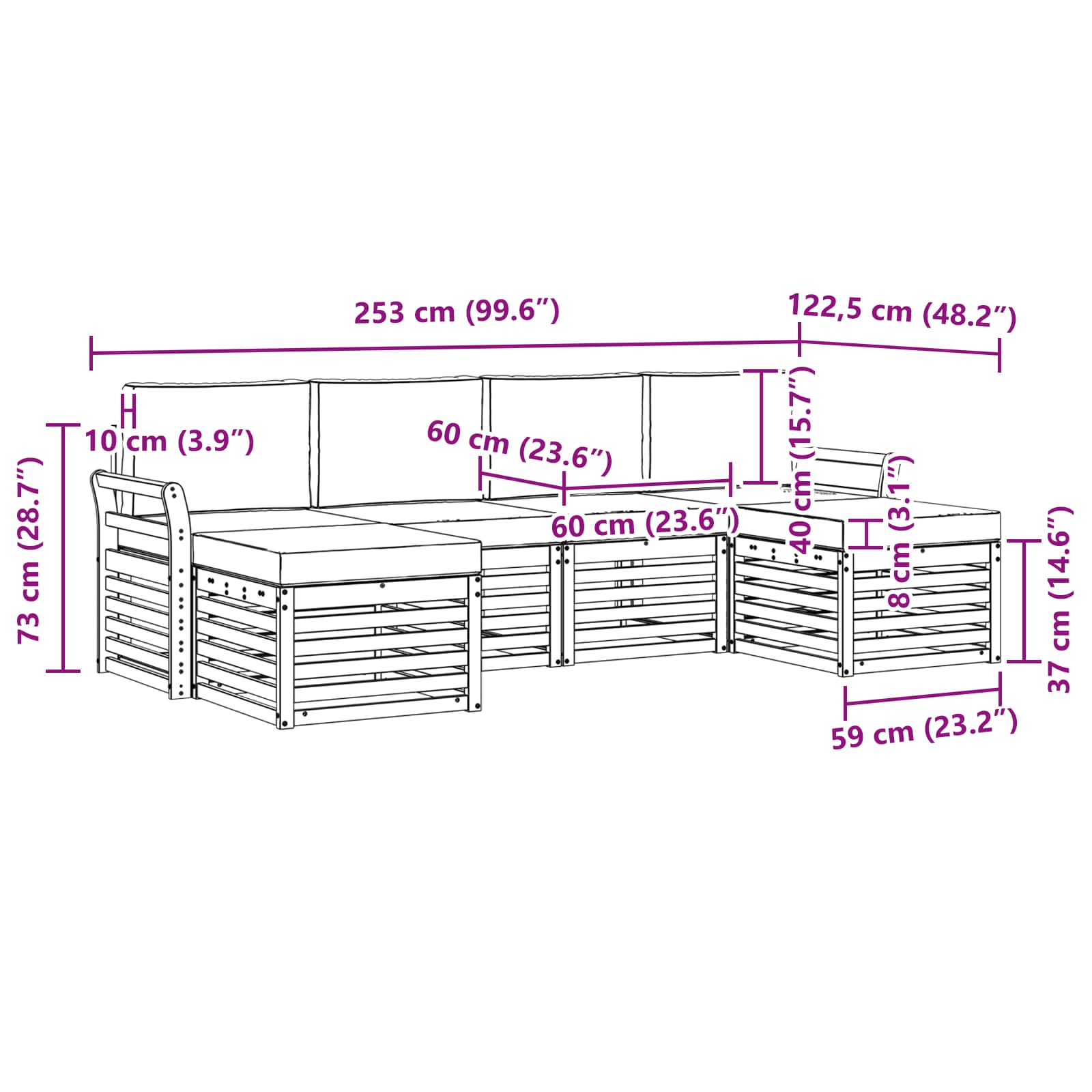 Sofa-Sets 6 pcs Natuurlijk en Antraciet Massief Acaciahout is nu te koop bij PeponiXL, paradijselijk wonen!