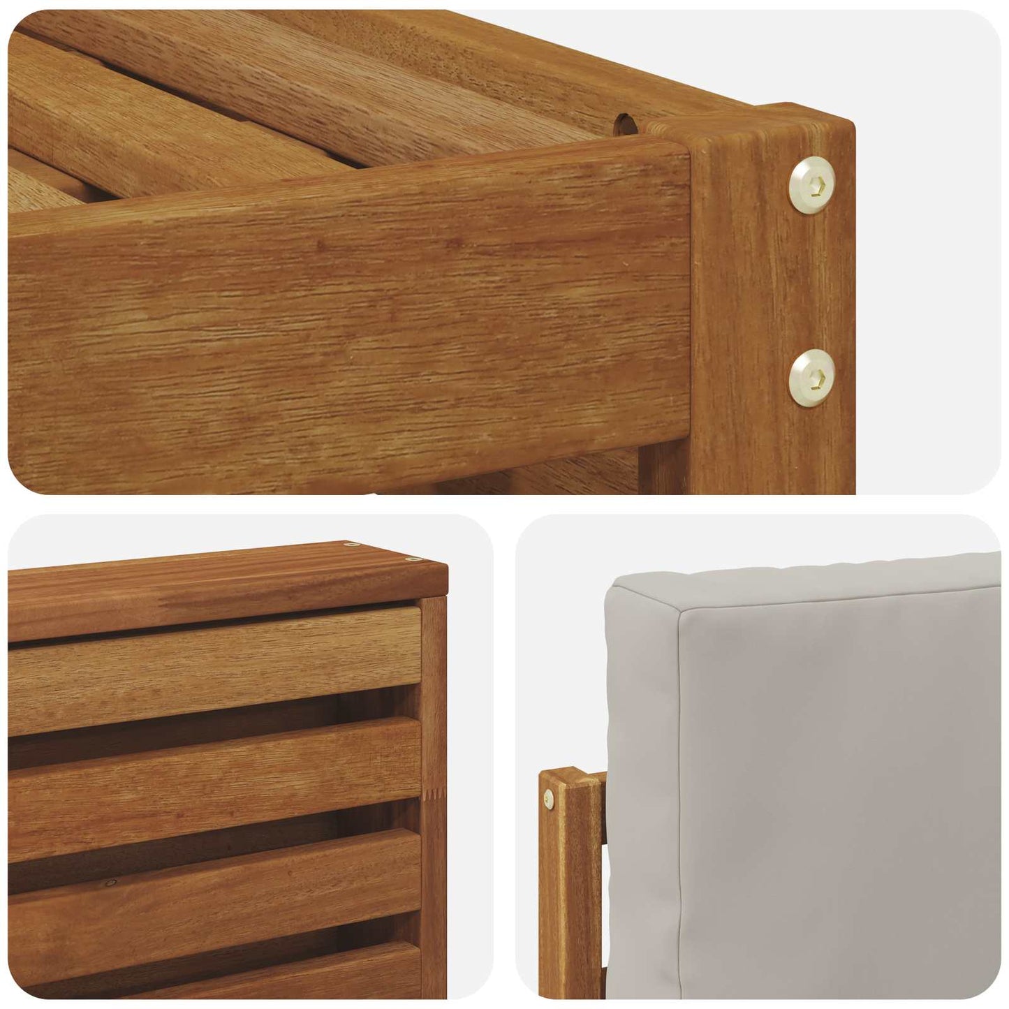 Sofa-Sets 6 pcs Natuurlijk en Lichtgrijs Massief Acaciahout is nu te koop bij PeponiXL, paradijselijk wonen!