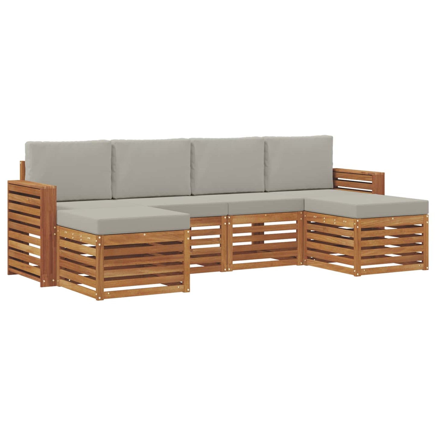 Sofa-Sets 6 pcs Natuurlijk en Lichtgrijs Massief Acaciahout is nu te koop bij PeponiXL, paradijselijk wonen!