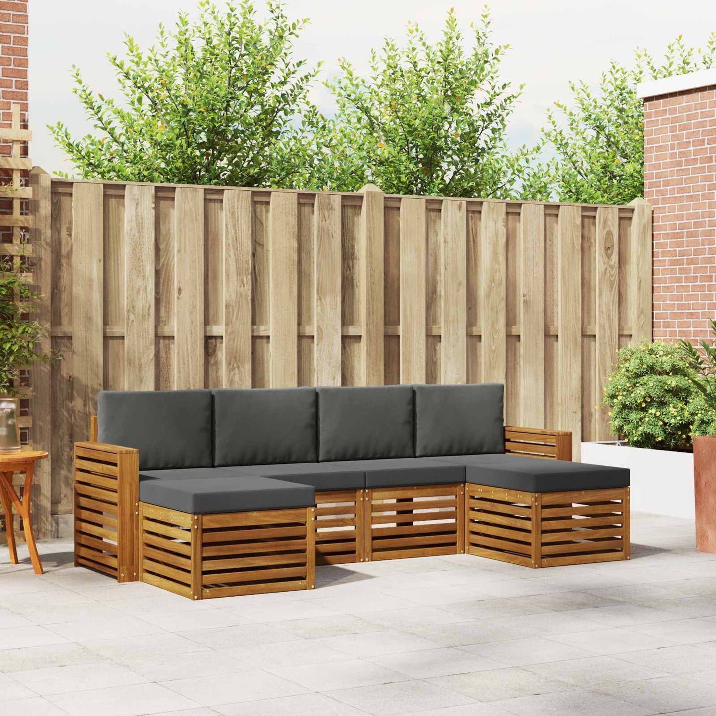 Sofa-Sets 6 pcs Natuurlijk en Antraciet Massief Acaciahout is nu te koop bij PeponiXL, paradijselijk wonen!