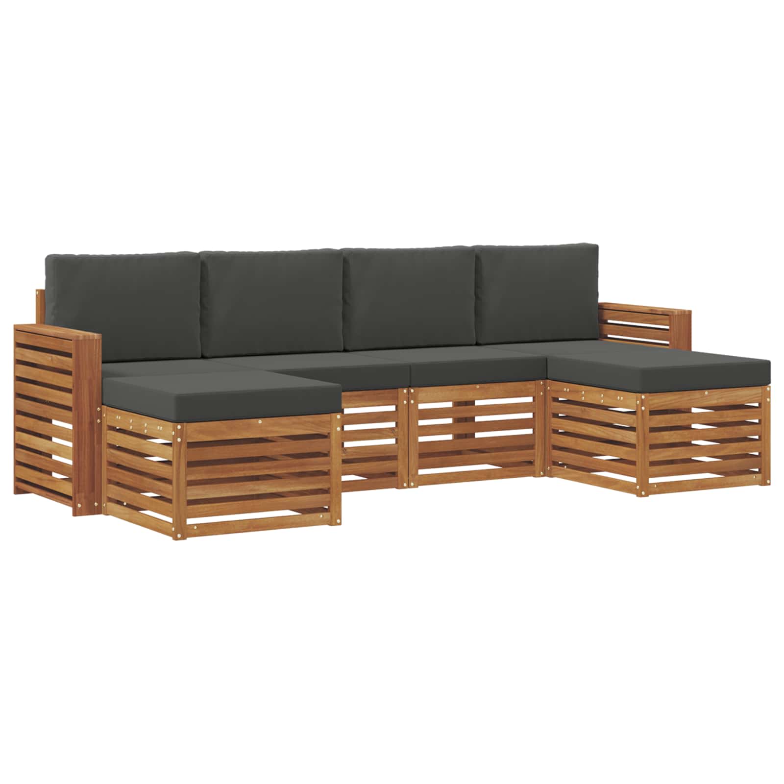 Sofa-Sets 6 pcs Natuurlijk en Antraciet Massief Acaciahout is nu te koop bij PeponiXL, paradijselijk wonen!