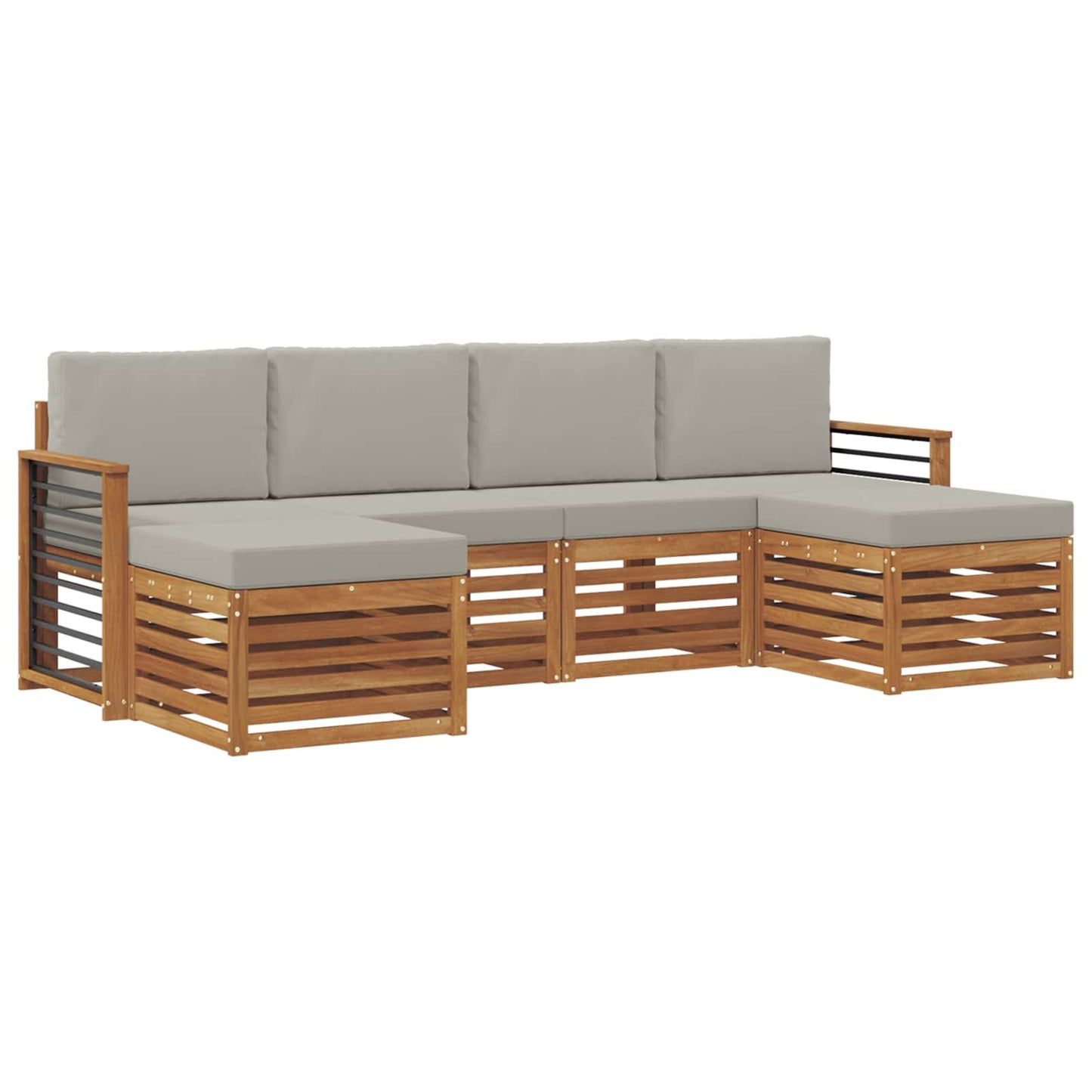 Sofa-Sets 6 pcs Natuurlijk en Lichtgrijs Massief Acaciahout is nu te koop bij PeponiXL, paradijselijk wonen!