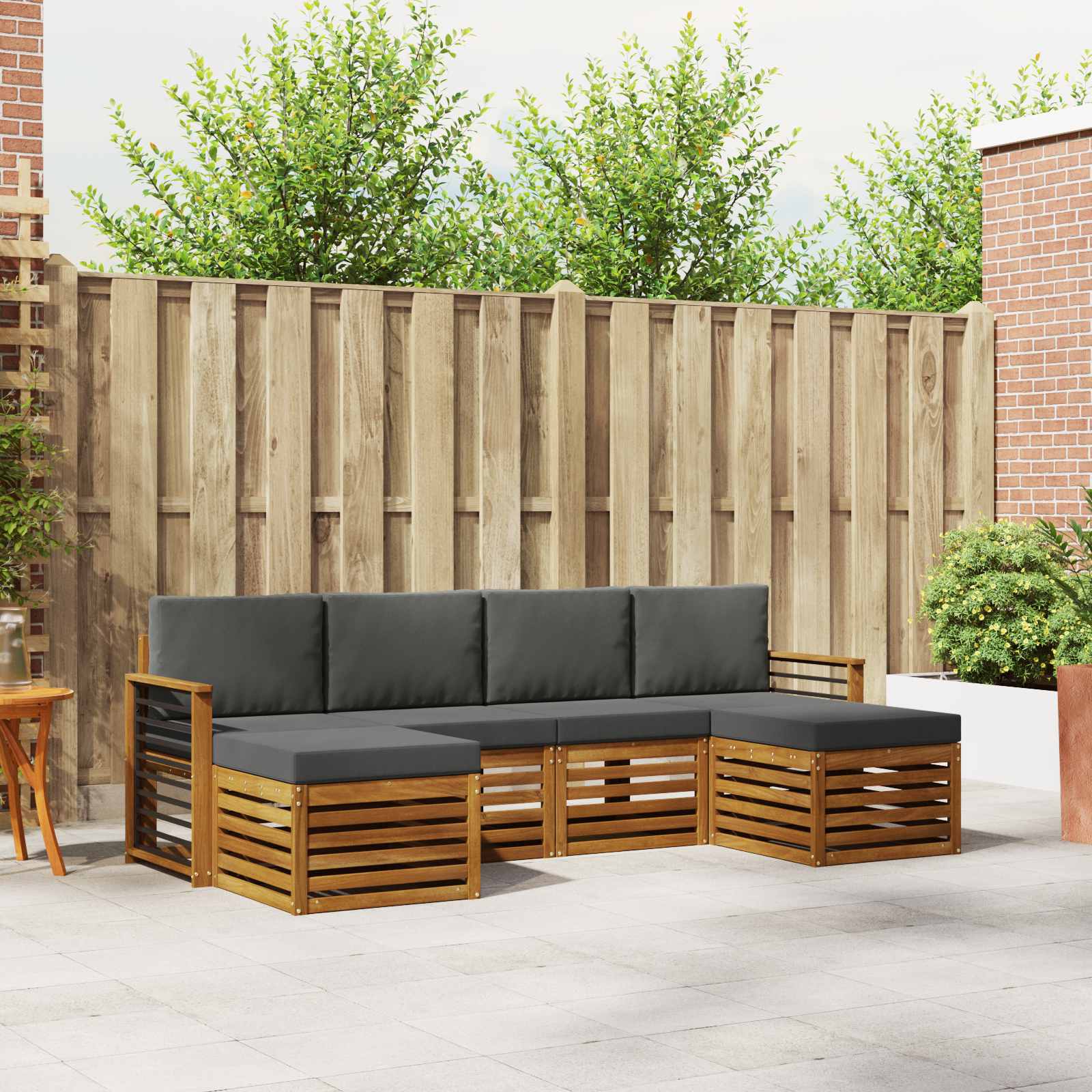 Sofa-Sets 6 pcs Natuurlijk en Antraciet Massief Acaciahout is nu te koop bij PeponiXL, paradijselijk wonen!