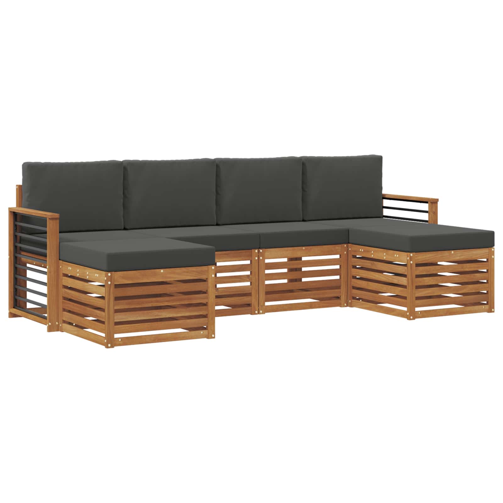 Sofa-Sets 6 pcs Natuurlijk en Antraciet Massief Acaciahout is nu te koop bij PeponiXL, paradijselijk wonen!