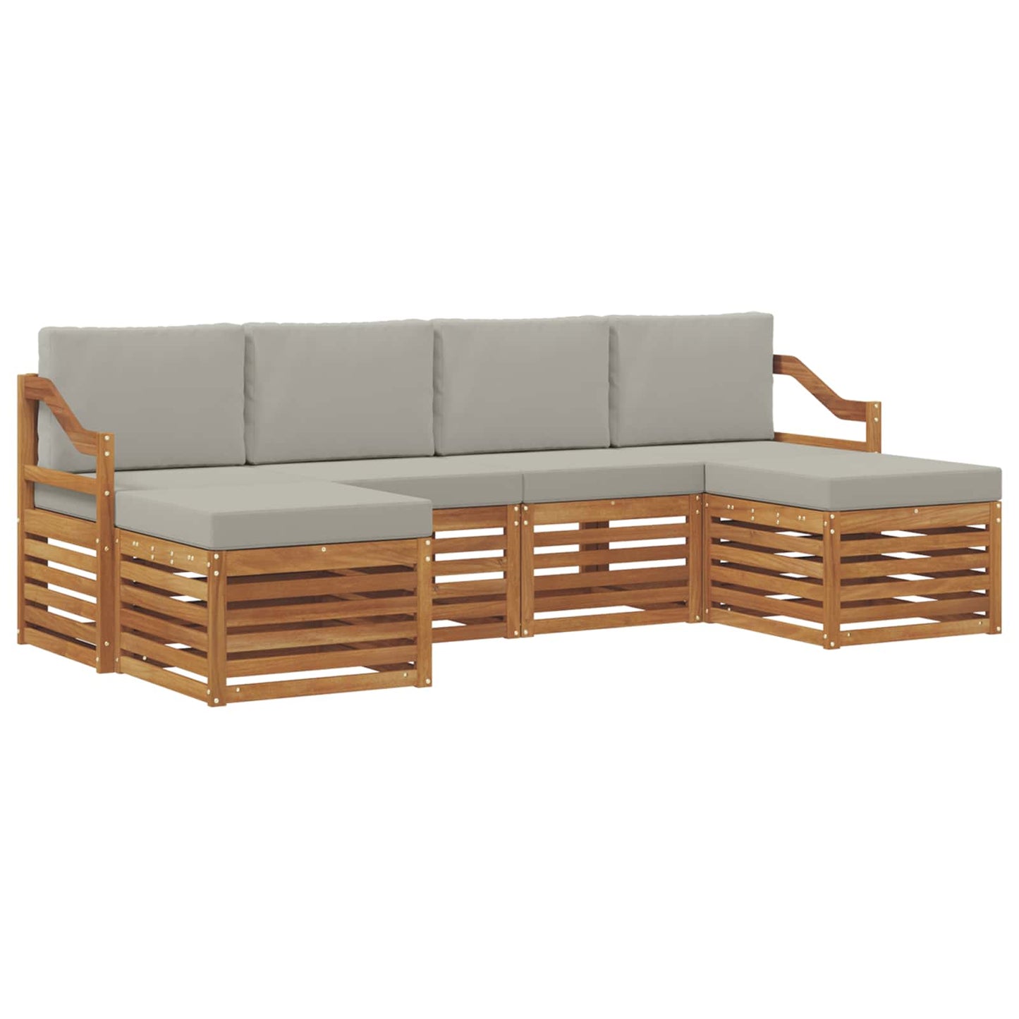 Sofa-Sets 6 pcs Natuurlijk en Lichtgrijs Massief Acaciahout is nu te koop bij PeponiXL, paradijselijk wonen!