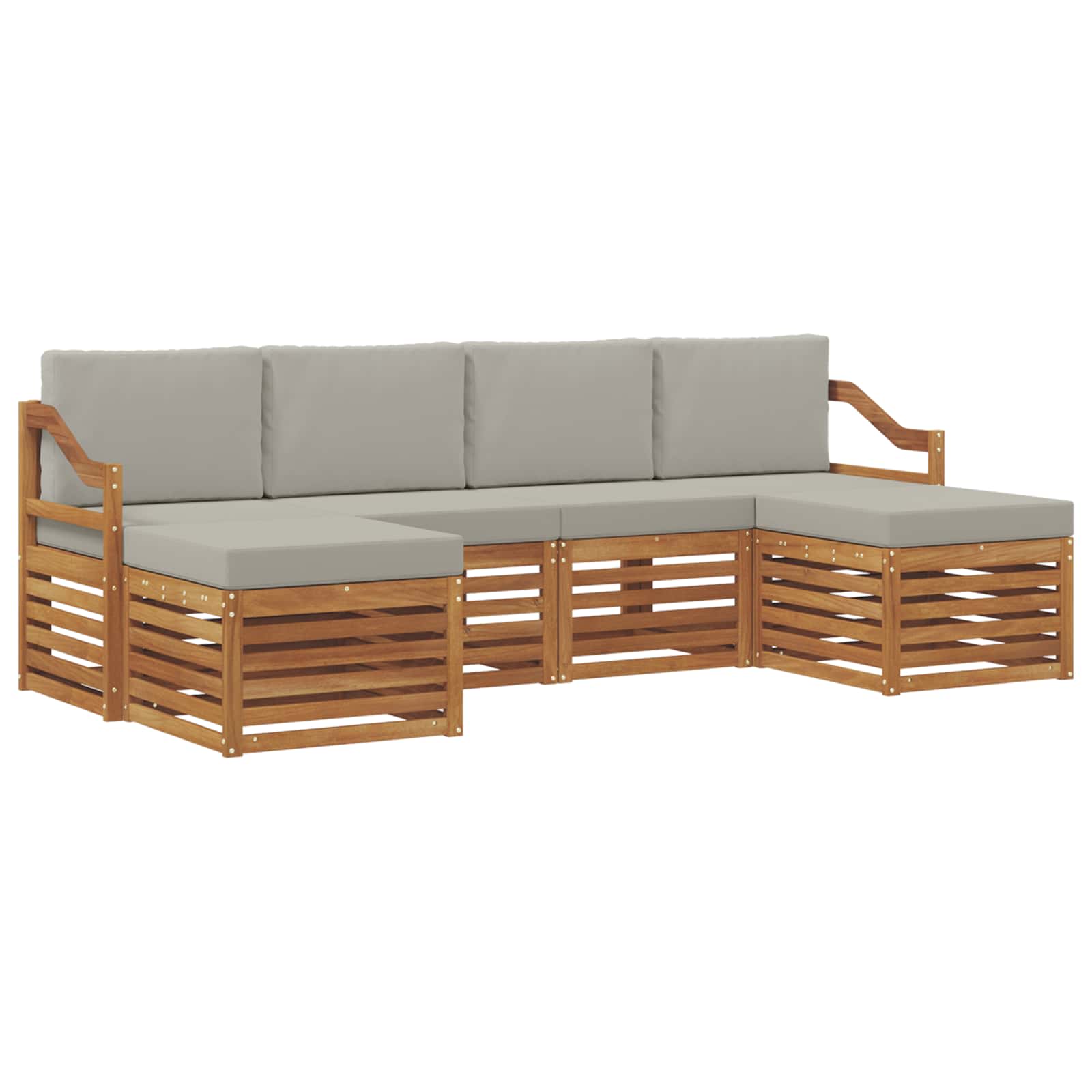Sofa-Sets 6 pcs Natuurlijk en Lichtgrijs Massief Acaciahout is nu te koop bij PeponiXL, paradijselijk wonen!