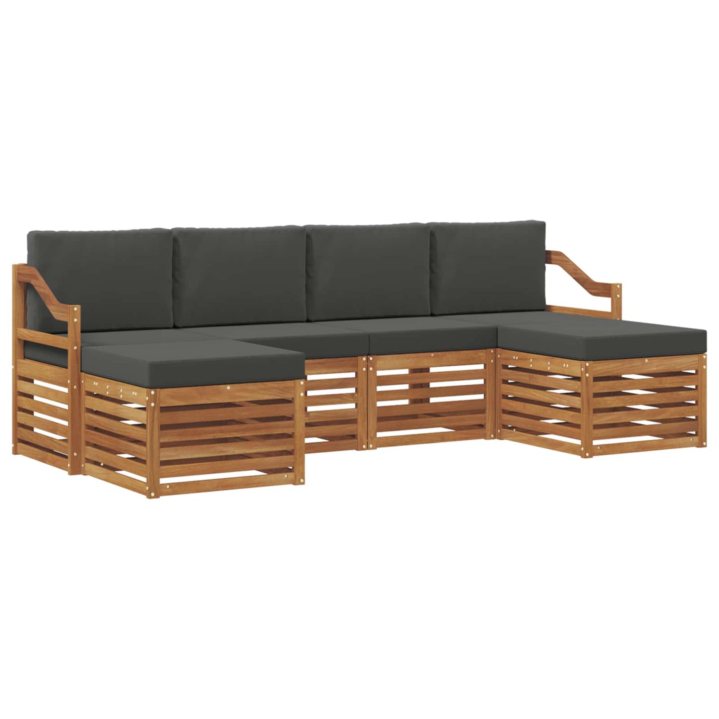 Sofa-Sets 6 pcs Natuurlijk en Antraciet Massief Acaciahout is nu te koop bij PeponiXL, paradijselijk wonen!