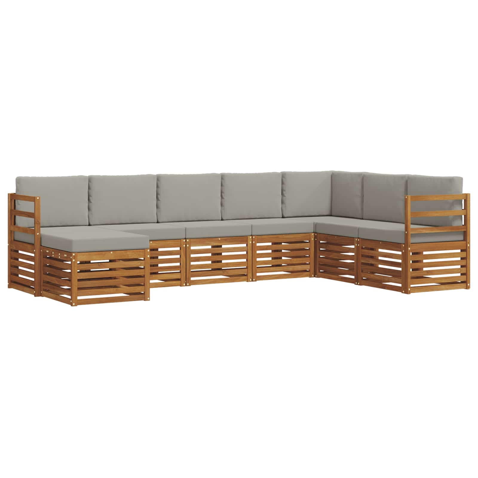 Buiten bankenset met kussen 8 pcs Natuurlijk en Lichtgrijs is nu te koop bij PeponiXL, paradijselijk wonen!