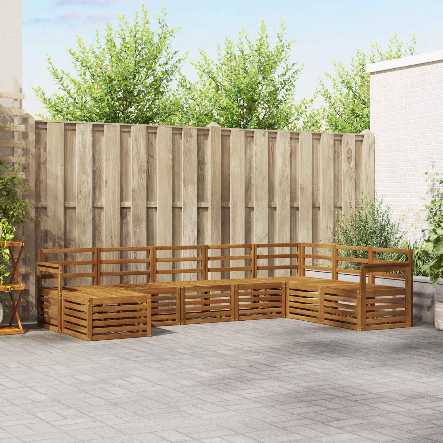 Buiten bankenset 8 pcs Naturel Massief Acaciahout is nu te koop bij PeponiXL, paradijselijk wonen!