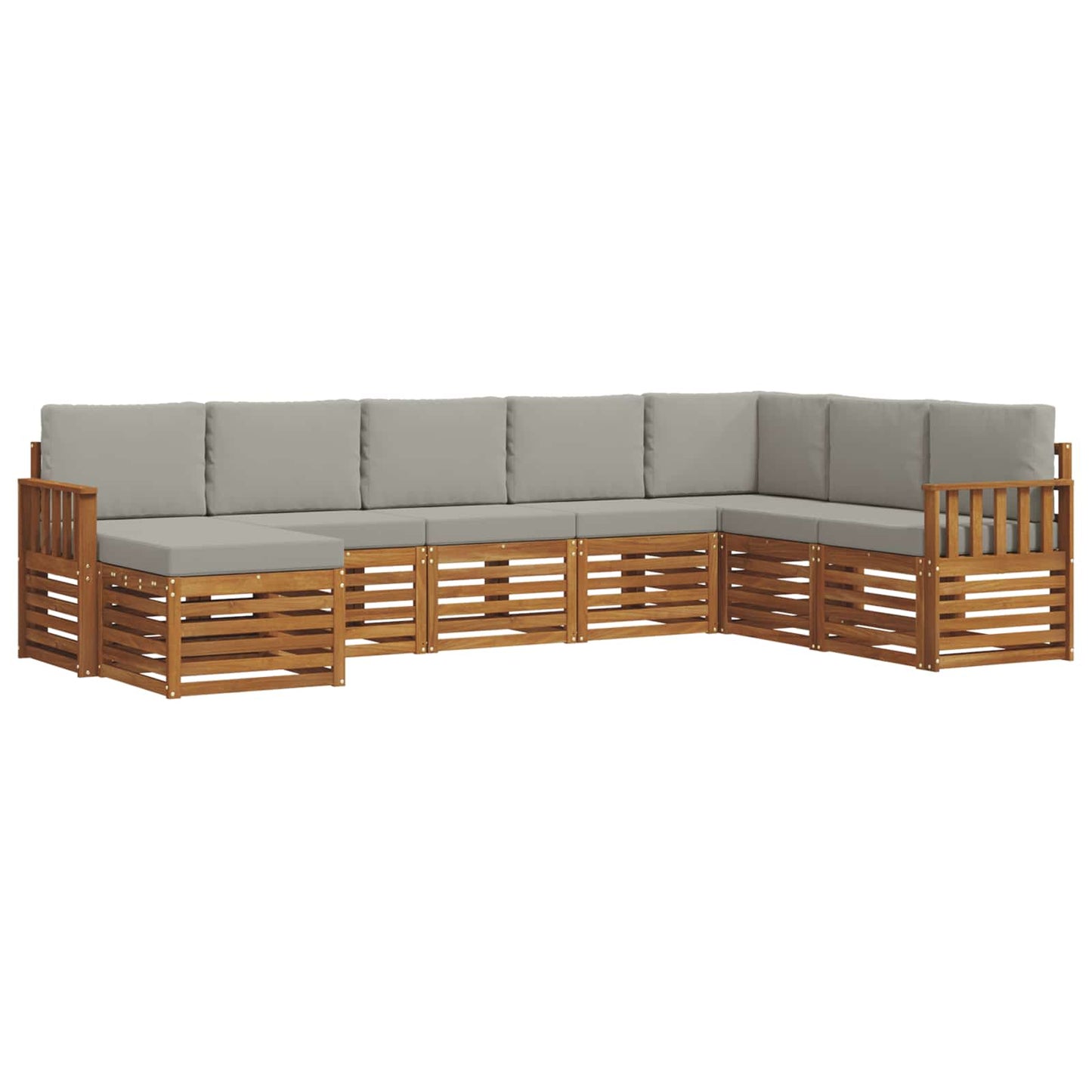 Buiten bankenset met kussen 8 pcs Natuurlijk en Lichtgrijs is nu te koop bij PeponiXL, paradijselijk wonen!