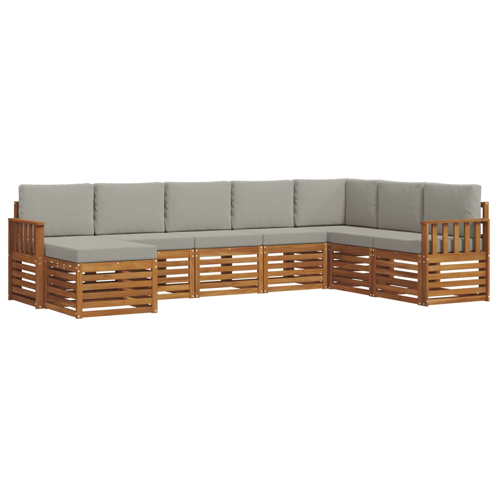 Buiten bankenset met kussen 8 pcs Natuurlijk en Lichtgrijs is nu te koop bij PeponiXL, paradijselijk wonen!
