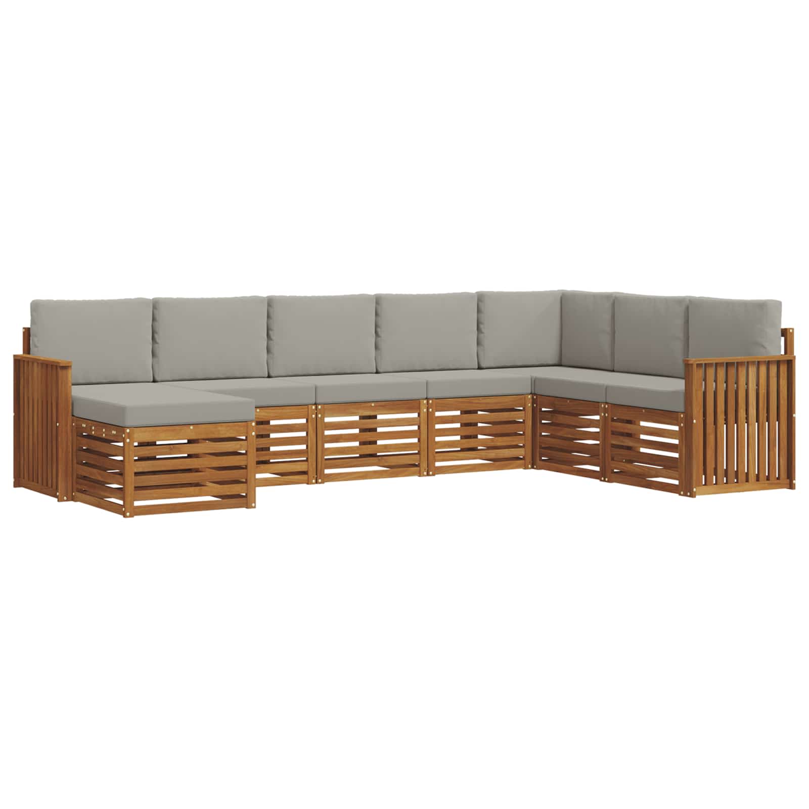 Buiten bankenset met kussen 8 pcs Natuurlijk en Lichtgrijs is nu te koop bij PeponiXL, paradijselijk wonen!