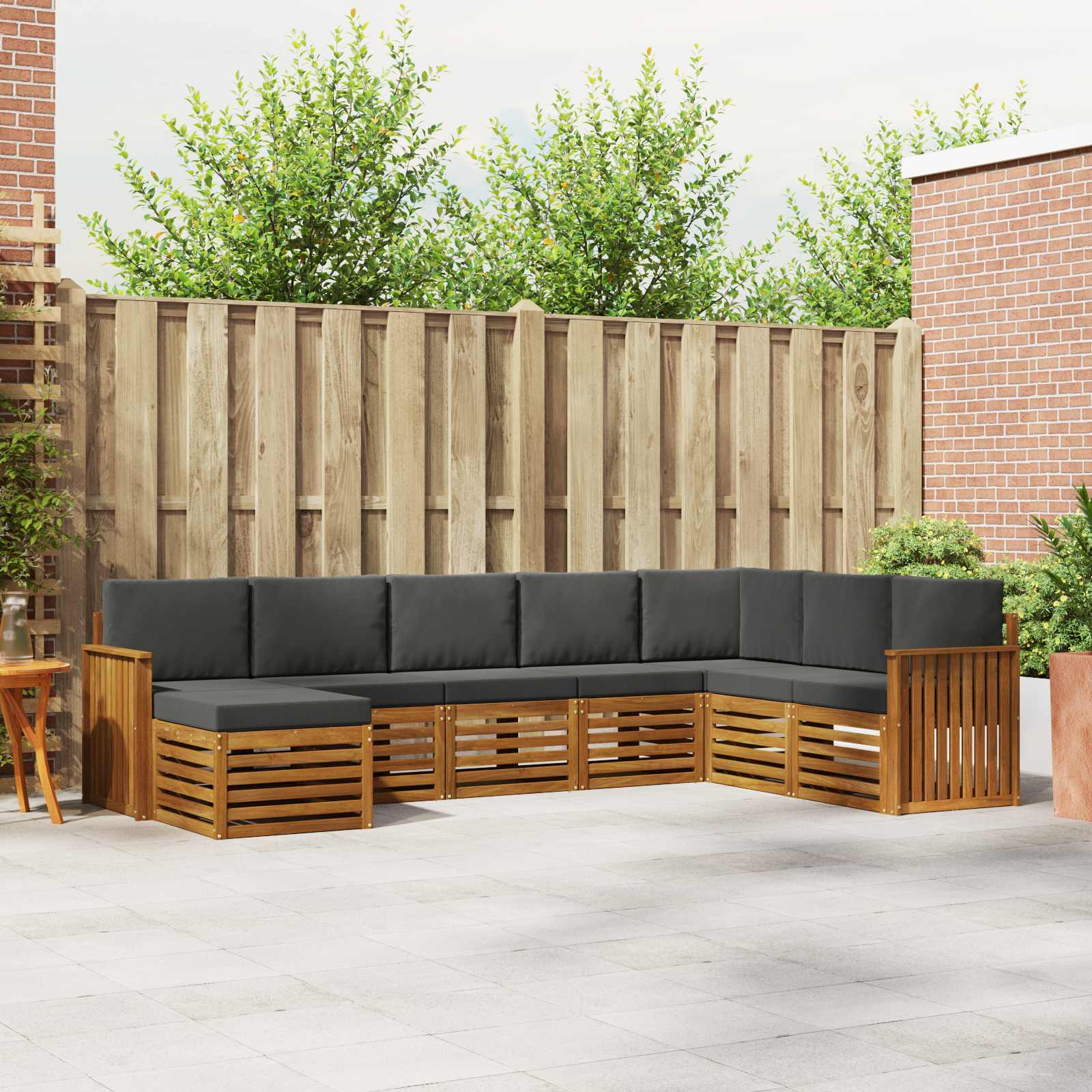 Buiten bankenset met kussen 8 pcs Natuurlijk en Antraciet is nu te koop bij PeponiXL, paradijselijk wonen!