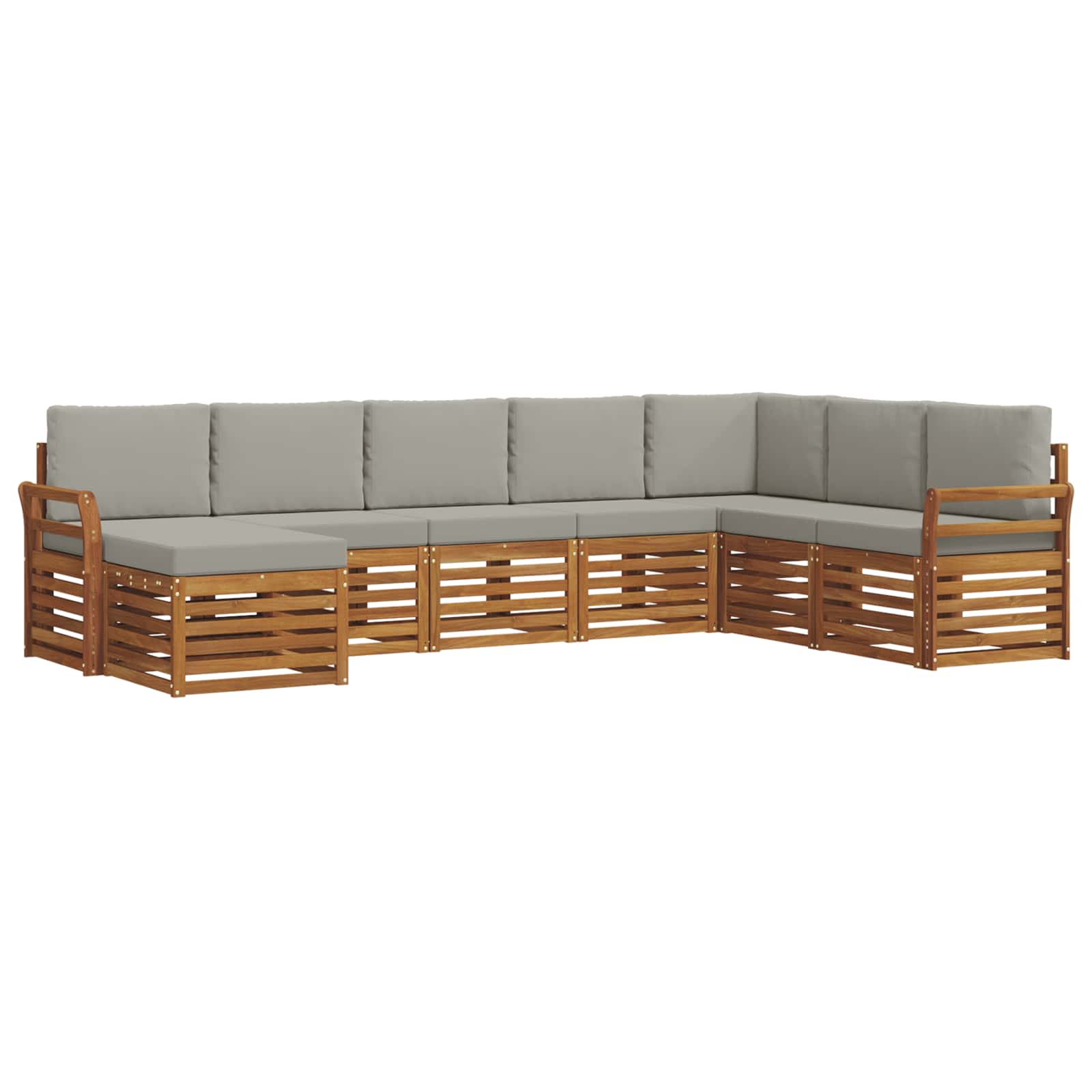 Buiten bankenset met kussen 8 pcs Natuurlijk en Lichtgrijs is nu te koop bij PeponiXL, paradijselijk wonen!