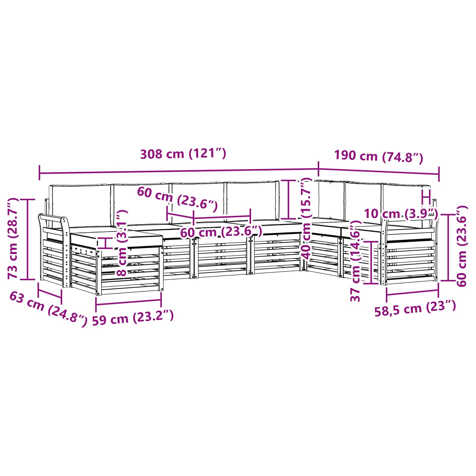 Buiten bankenset met kussen 8 pcs Natuurlijk en Lichtgrijs is nu te koop bij PeponiXL, paradijselijk wonen!