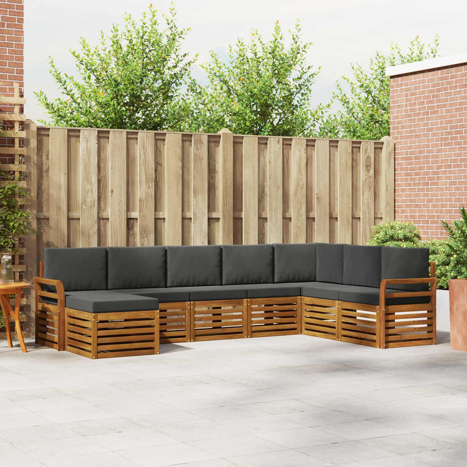 Buiten bankenset met kussen 8 pcs Natuurlijk en Antraciet is nu te koop bij PeponiXL, paradijselijk wonen!
