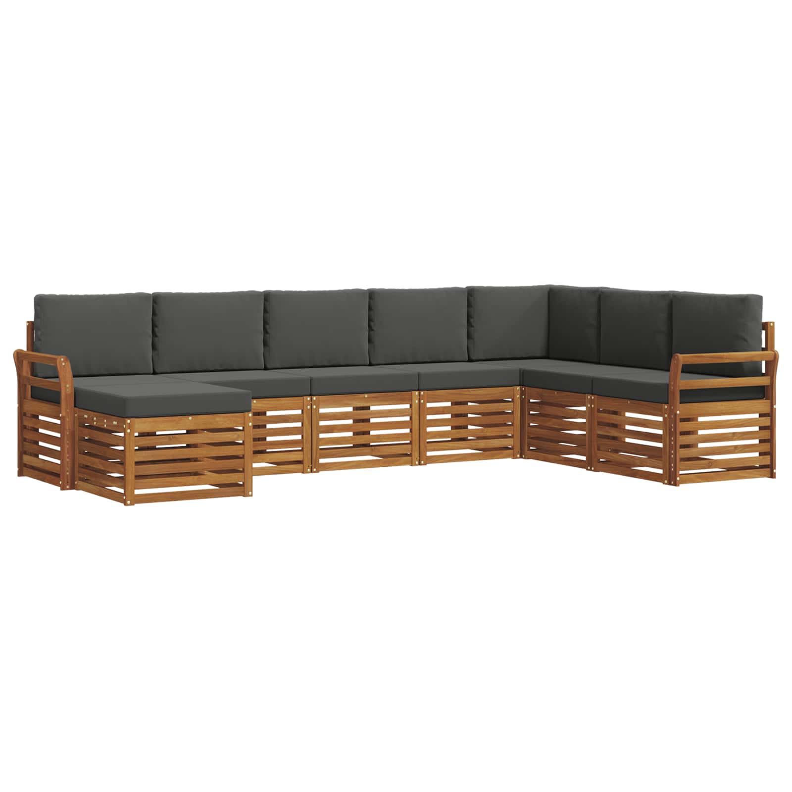 Buiten bankenset met kussen 8 pcs Natuurlijk en Antraciet is nu te koop bij PeponiXL, paradijselijk wonen!