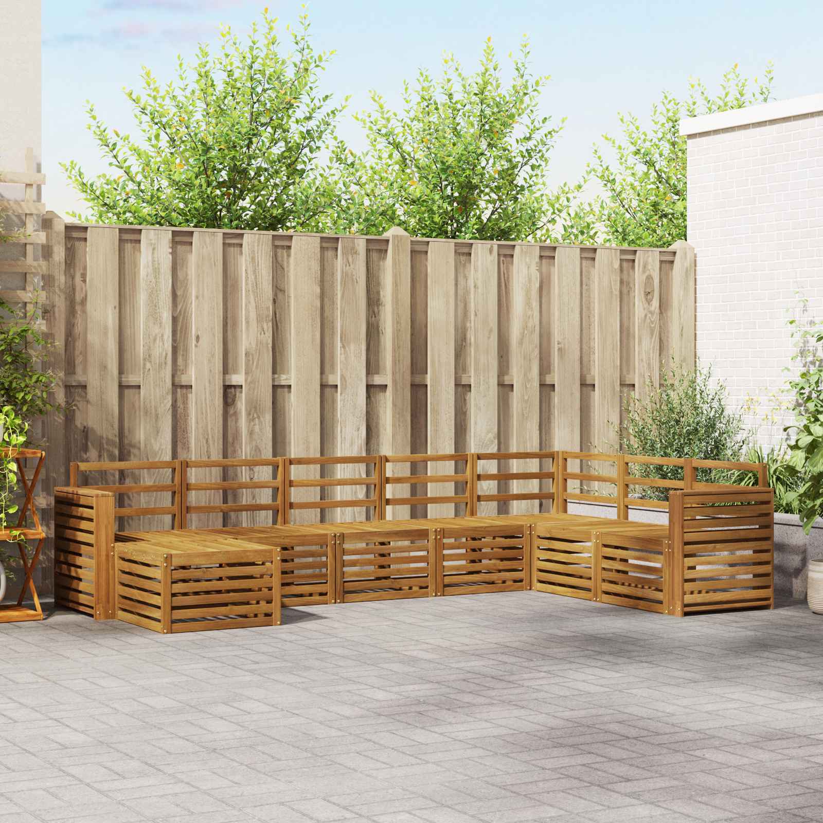 Buiten bankenset 8 pcs Naturel Massief Acaciahout is nu te koop bij PeponiXL, paradijselijk wonen!