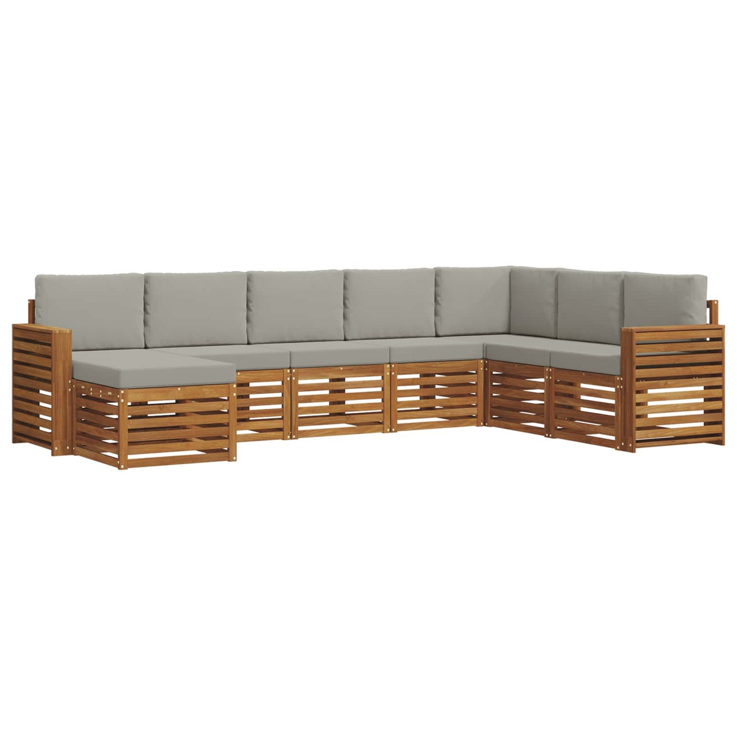 Buiten bankenset met kussen 8 pcs Natuurlijk en Lichtgrijs is nu te koop bij PeponiXL, paradijselijk wonen!