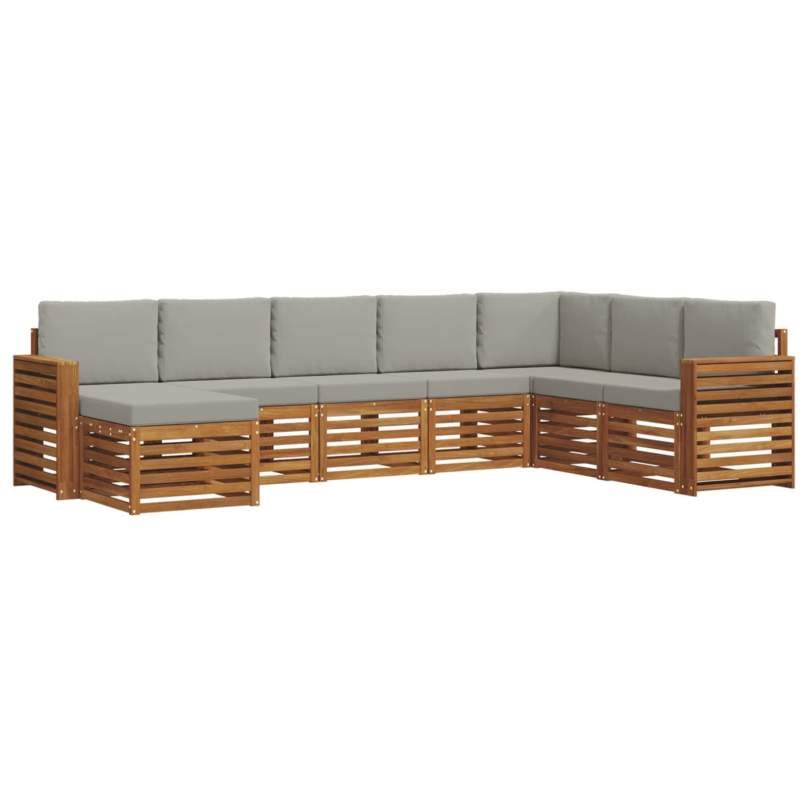Buiten bankenset met kussen 8 pcs Natuurlijk en Lichtgrijs is nu te koop bij PeponiXL, paradijselijk wonen!