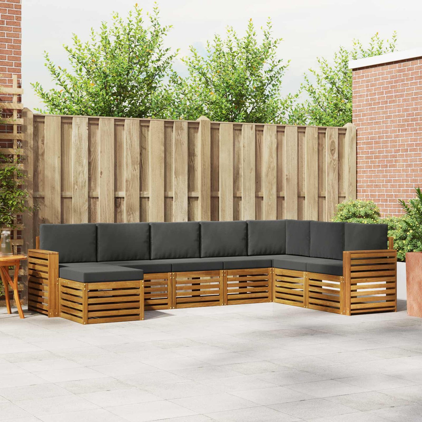 Buiten bankenset met kussen 8 pcs Natuurlijk en Antraciet is nu te koop bij PeponiXL, paradijselijk wonen!