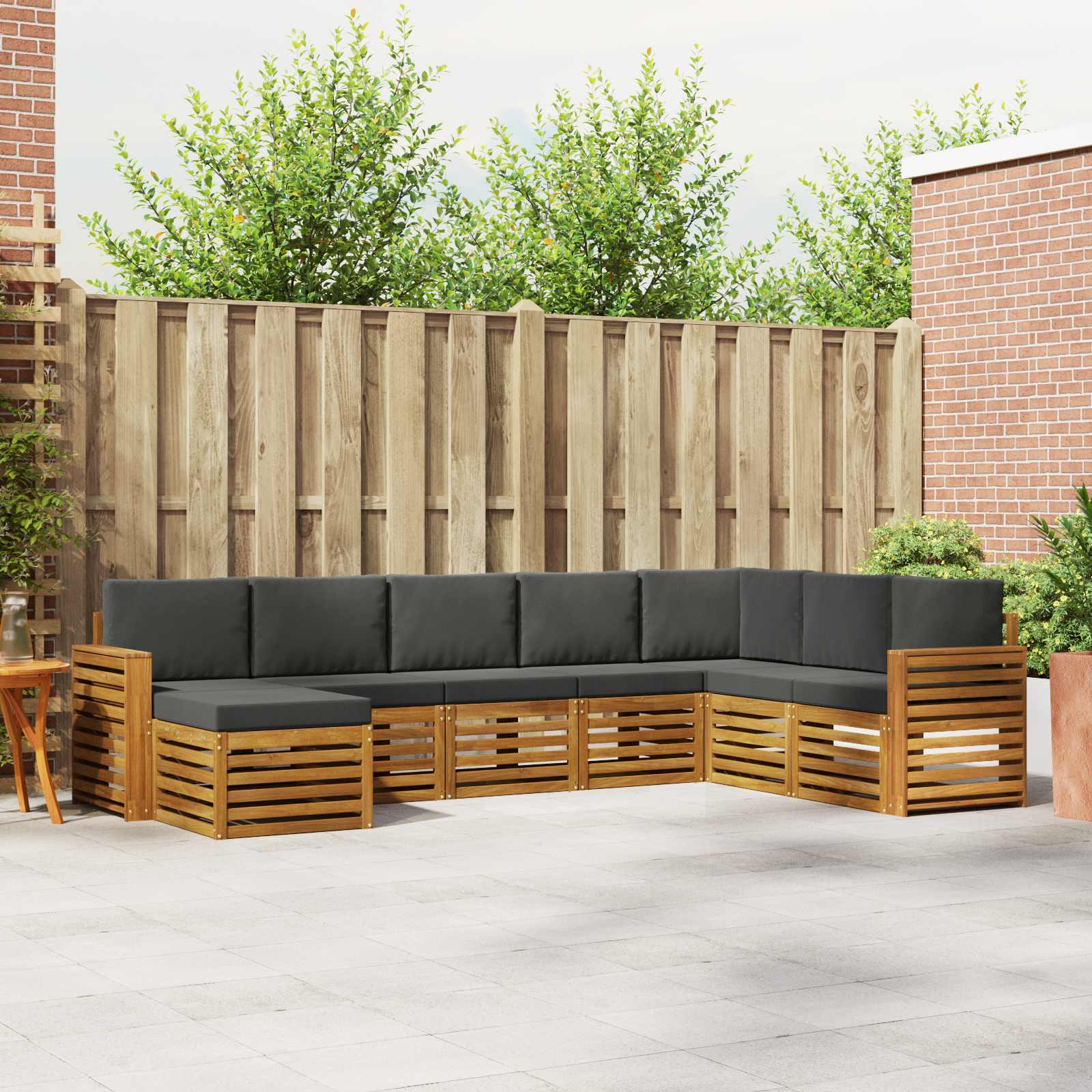 Buiten bankenset met kussen 8 pcs Natuurlijk en Antraciet is nu te koop bij PeponiXL, paradijselijk wonen!