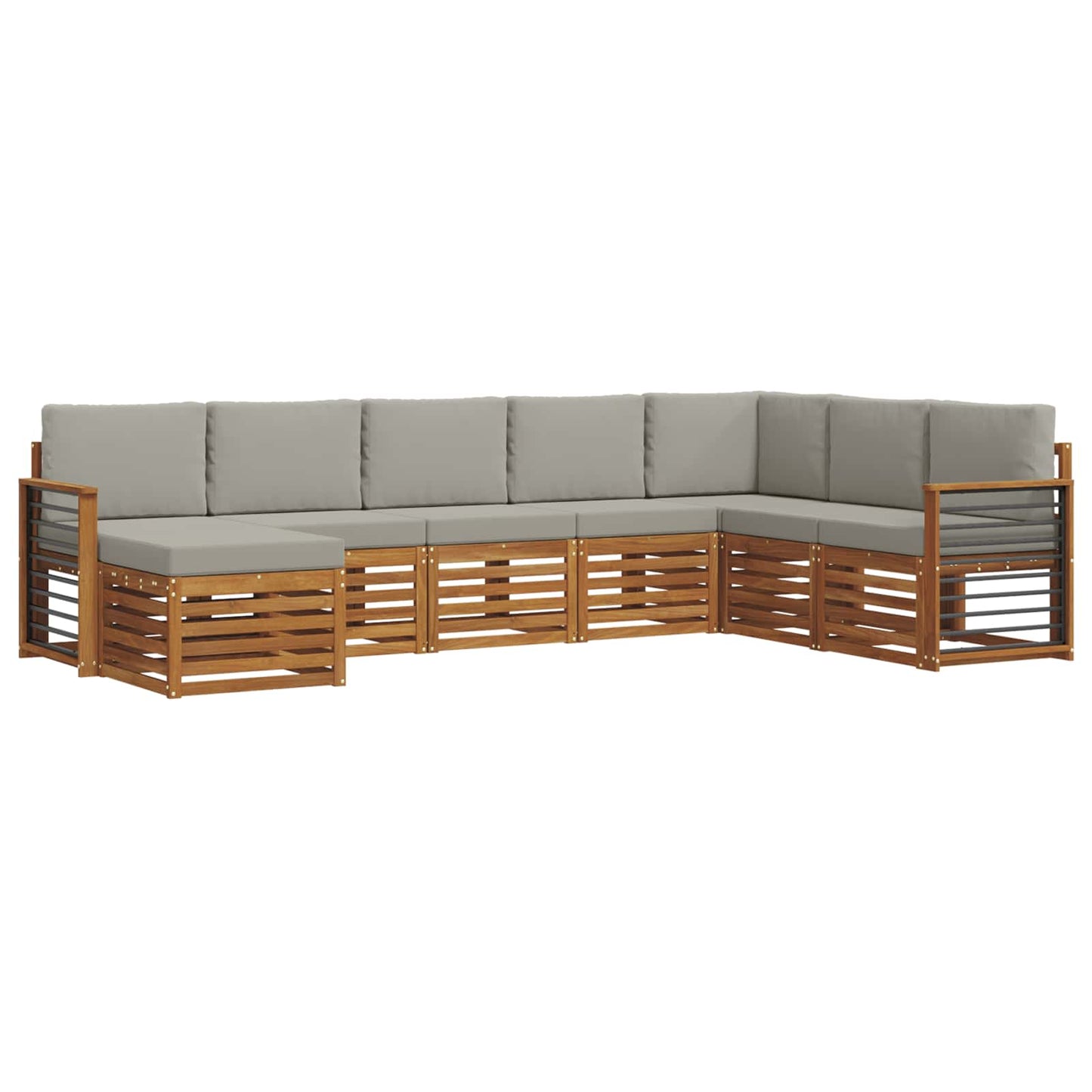 Buiten bankenset met kussen 8 pcs Natuurlijk en Lichtgrijs is nu te koop bij PeponiXL, paradijselijk wonen!