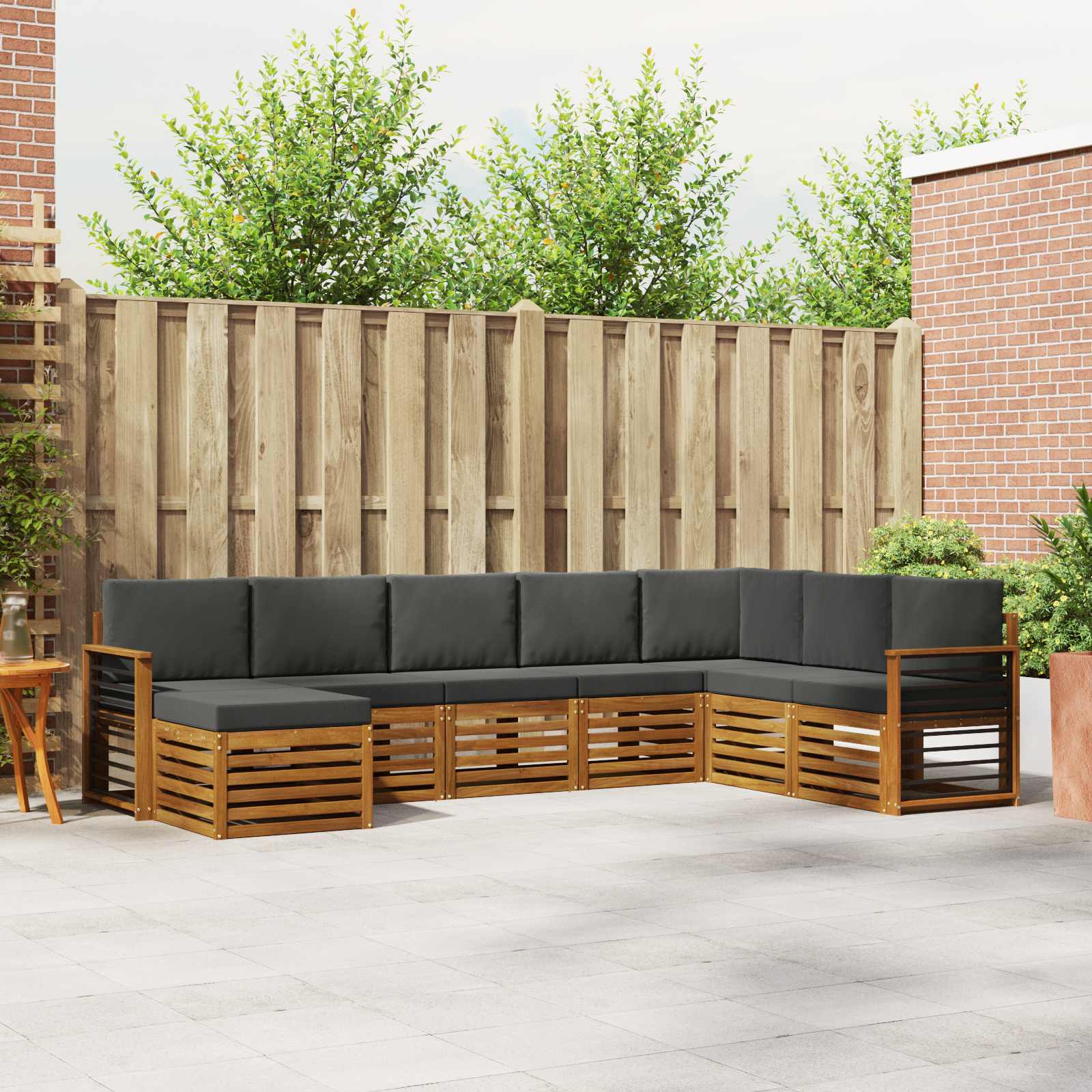 Buiten bankenset met kussen 8 pcs Natuurlijk en Antraciet is nu te koop bij PeponiXL, paradijselijk wonen!