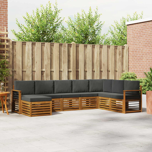 Buiten bankenset met kussen 8 pcs Natuurlijk en Antraciet is nu te koop bij PeponiXL, paradijselijk wonen!