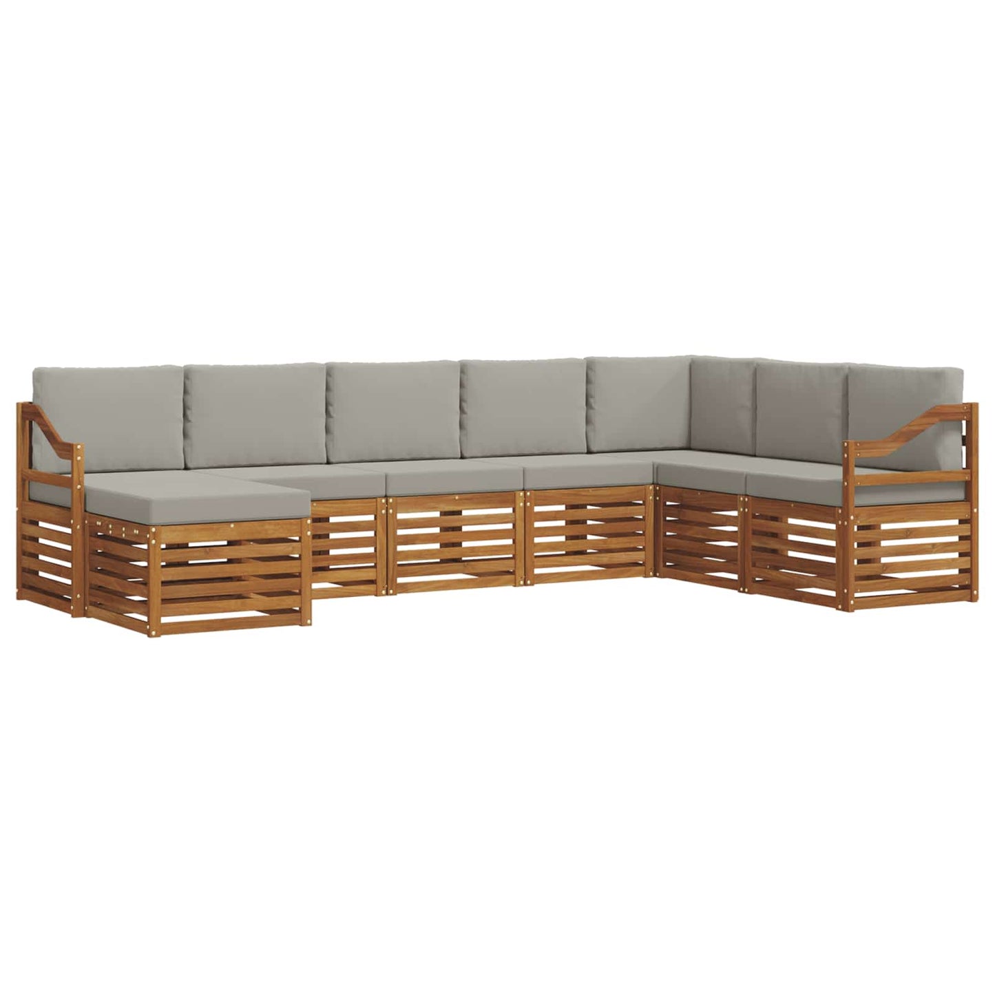 Buiten bankenset met kussen 8 pcs Natuurlijk en Lichtgrijs is nu te koop bij PeponiXL, paradijselijk wonen!
