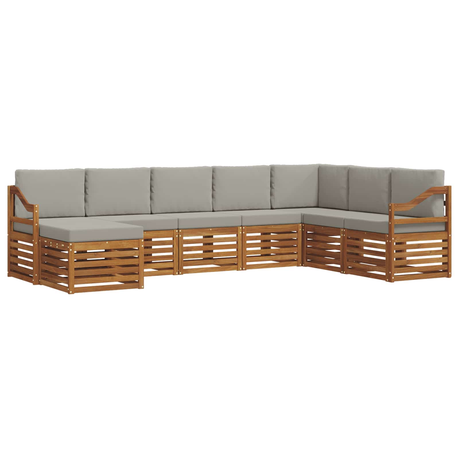 Buiten bankenset met kussen 8 pcs Natuurlijk en Lichtgrijs is nu te koop bij PeponiXL, paradijselijk wonen!