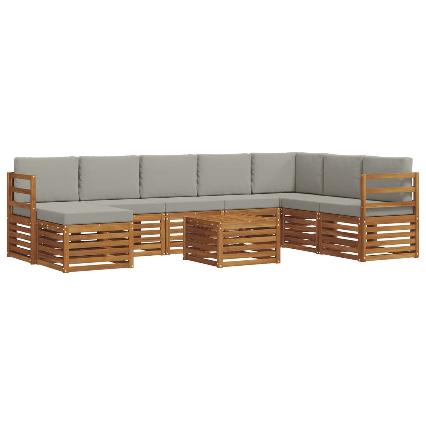 Buiten bankenset met kussen 9 pcs Natuurlijk en Lichtgrijs is nu te koop bij PeponiXL, paradijselijk wonen!