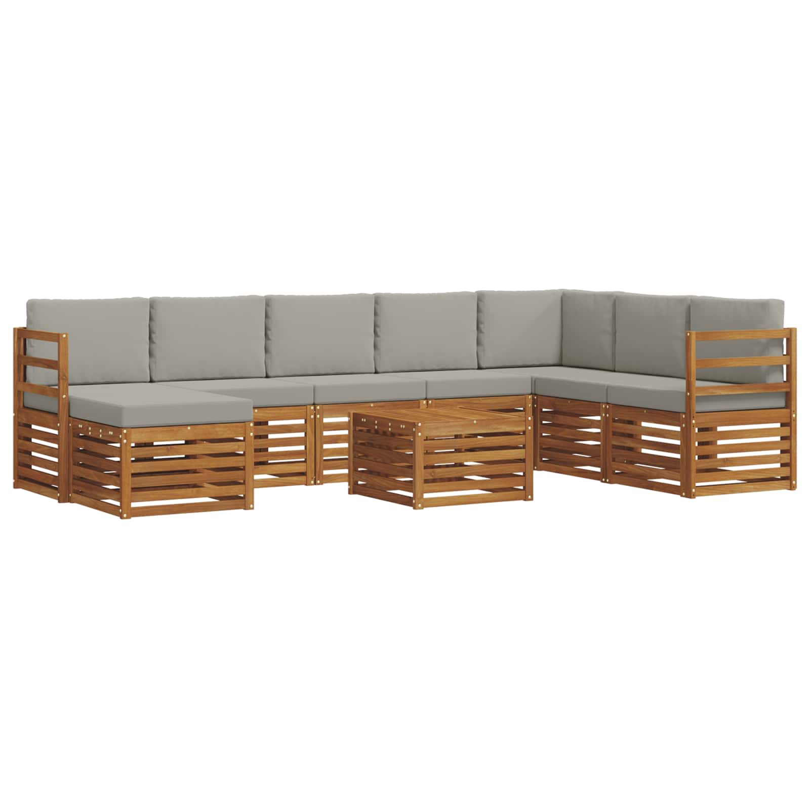 Buiten bankenset met kussen 9 pcs Natuurlijk en Lichtgrijs is nu te koop bij PeponiXL, paradijselijk wonen!