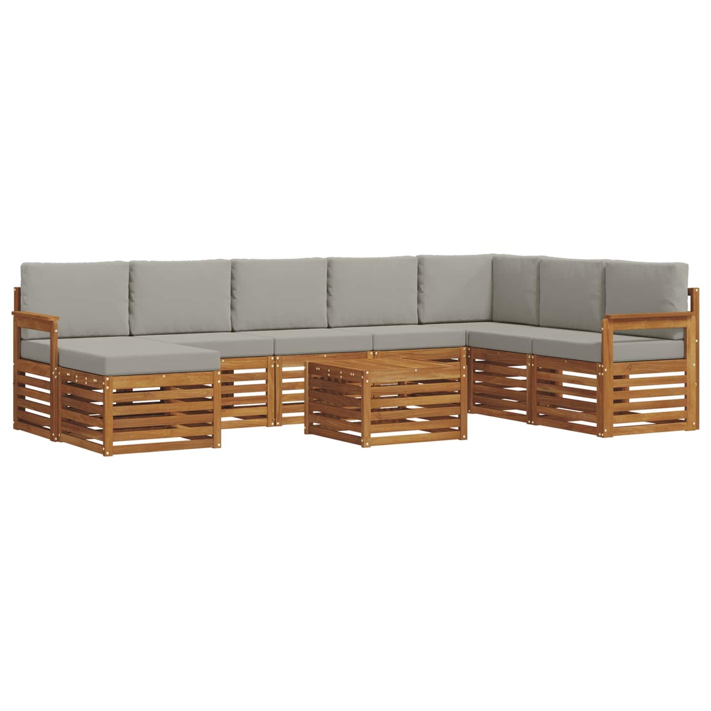Buiten bankenset met kussen 9 pcs Natuurlijk en Lichtgrijs is nu te koop bij PeponiXL, paradijselijk wonen!