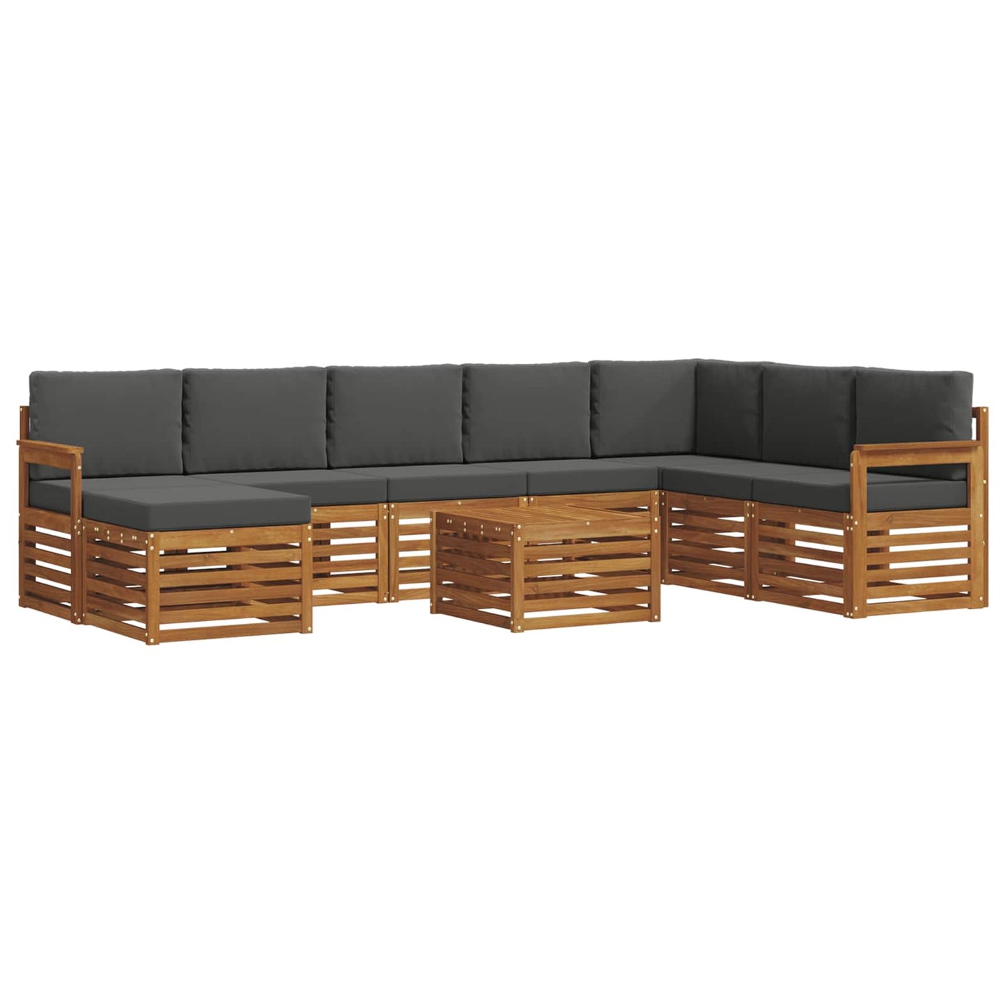 Buiten bankenset met kussen 9 pcs Natuurlijk en Antraciet is nu te koop bij PeponiXL, paradijselijk wonen!