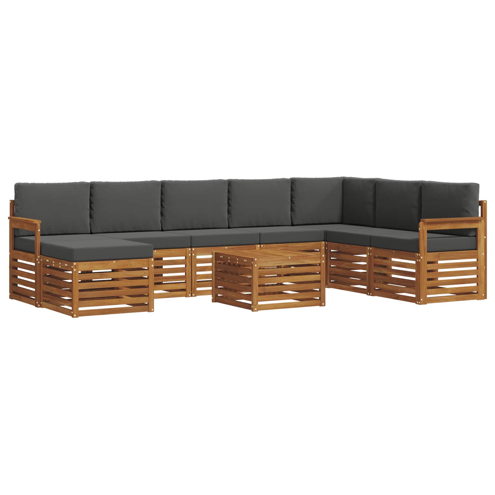 Buiten bankenset met kussen 9 pcs Natuurlijk en Antraciet is nu te koop bij PeponiXL, paradijselijk wonen!