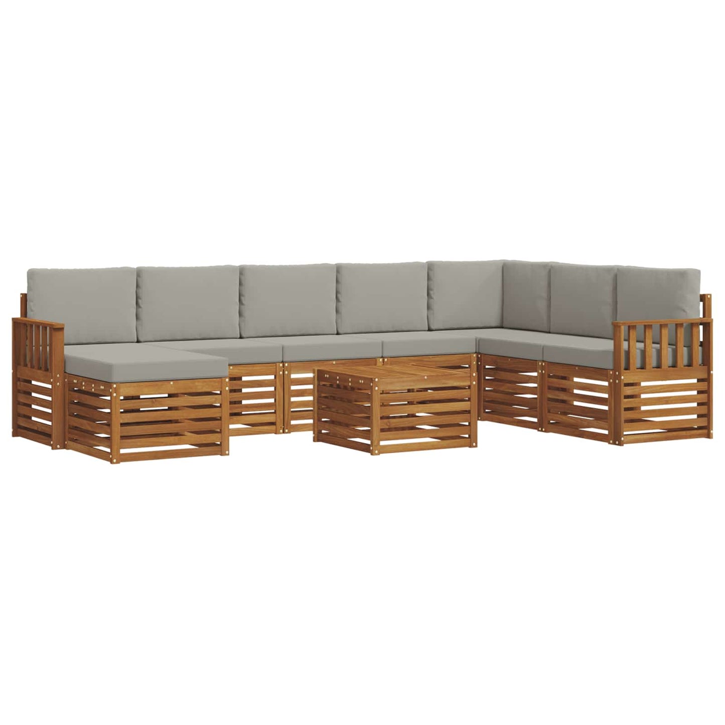 Buiten bankenset met kussen 9 pcs Natuurlijk en Lichtgrijs is nu te koop bij PeponiXL, paradijselijk wonen!